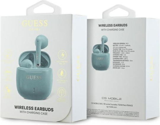 Guess Printed Classic Logo Earbud Bluetooth Handsfree Căști cu Carcasă de Încărcare Turcoaz