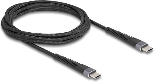 DeLock Geflochtenes USB 2.0 Kabel USB-C männlich - USB-C 60W PD Schwarz 2m 81125