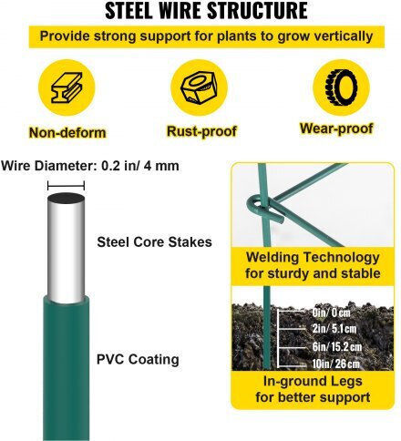 Vevor Tomato Cages 10pcs Green Plant Support Towers 46.1" Fxkzdfqzz12468sd0v0