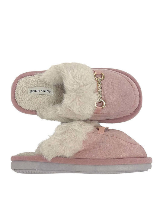 Winter Damen Hausschuhe mit Fell Rosa