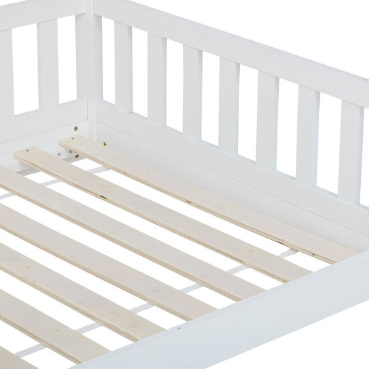 Kids Bed Montessori Single White for Mattress 90x190cm