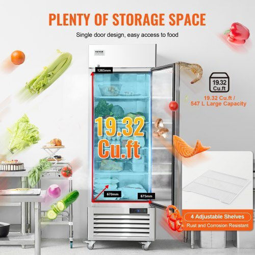 Επαγγελματικό Ψυγείο Vevor 20.12 Cu.ft Όρθιο Μονόπορτο Αυτόματη Απόψυξη 3 Ράφια 28.4-46.4°f 4 Ρόδες Lssyljmclzdmv1hkov2