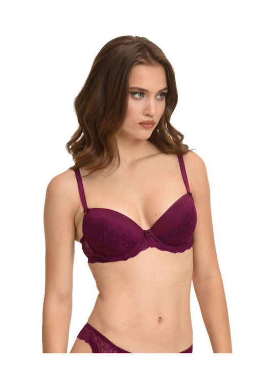 Miss Rosy Cup C Push Up Bra Underwire Bordeaux