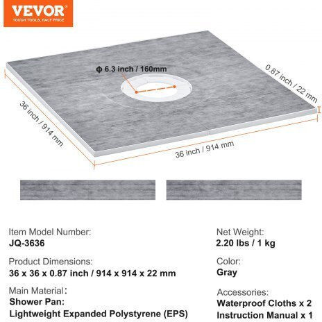 Vevor Ceramic Shower 91.4x91.4cm