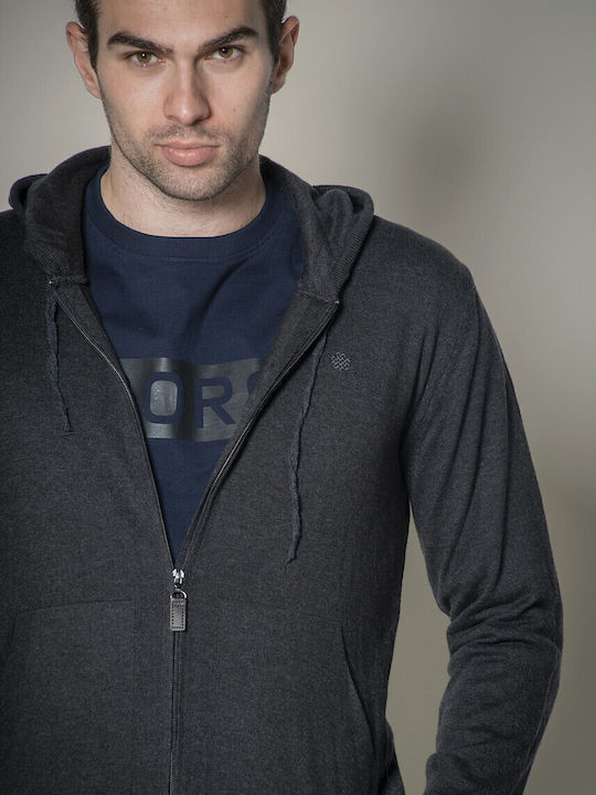 Men's Knitted Cardigan with Hood Anthracite