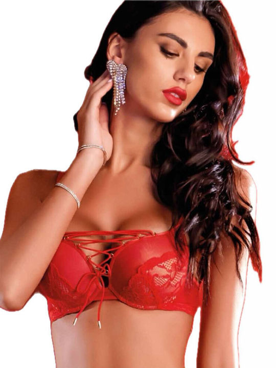 Love And Bra Дантелен Комплект Дамско Бельо Сутиени с Бразилско Red
