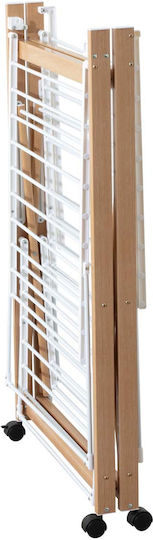 5Five Folding Floor Wooden Clothes Drying Rack with Wheels with Hanging Length 27m