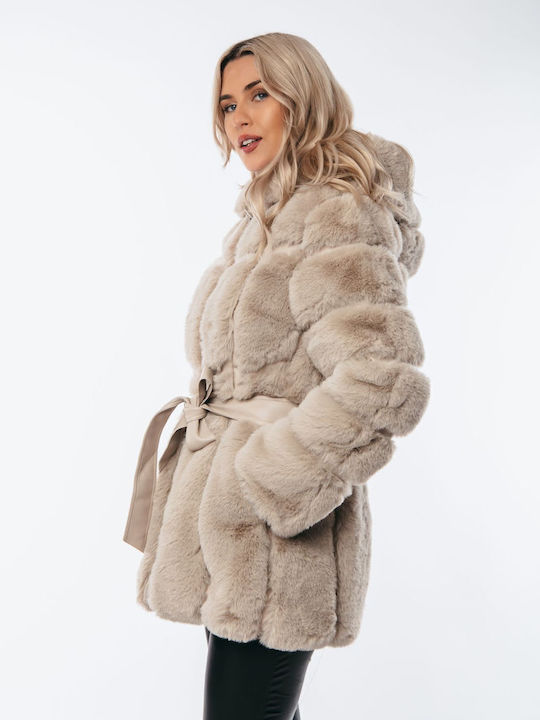 Women's Short Fur Beige