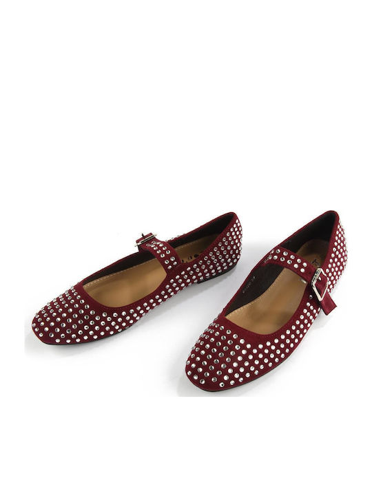 Wildleder Damen Ballerinas in Rot Farbe