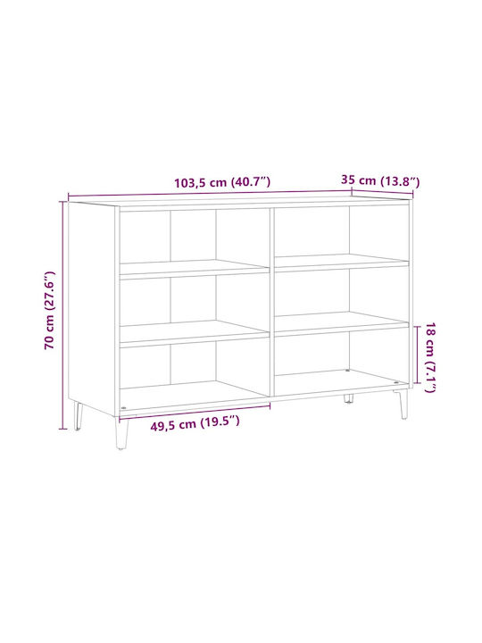 Βιβλιοθήκη Όψη Παλαιού Ξύλου 103.5x35x70εκ.