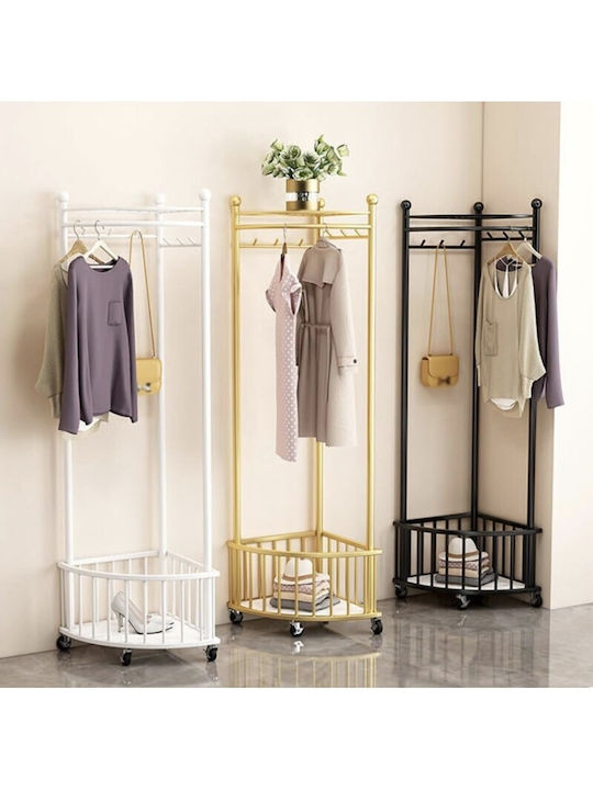 Viosarp Wheeled Floor Garment Rack made of Metal White 40x40x170cm
