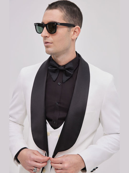 Men's Winter Suit Jacket Slim Fit White