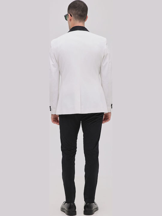 Men's Winter Suit Jacket Slim Fit White
