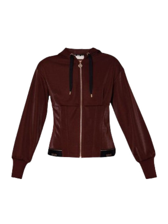 Women's Cardigan with Zipper Brown