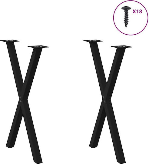 Dining Table Legs X Shape 2 Pieces Black 60x72-73 Cm Steel Black 4012912