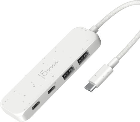 J5create Hub 4 Θυρών USB 2.0 με σύνδεση USB-C Λευκό
