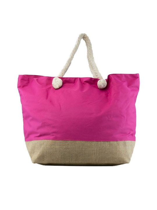 Pink Fabric Beach Bag with "Anchors" Pink