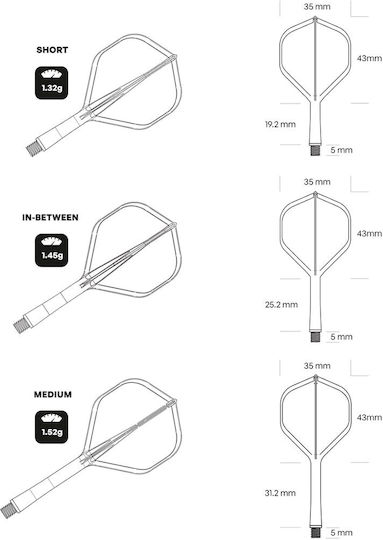 Shot Flight Deck One Piece Orange Short No.2 Pene pentru Darts, Φτερά για Βελάκια Darts