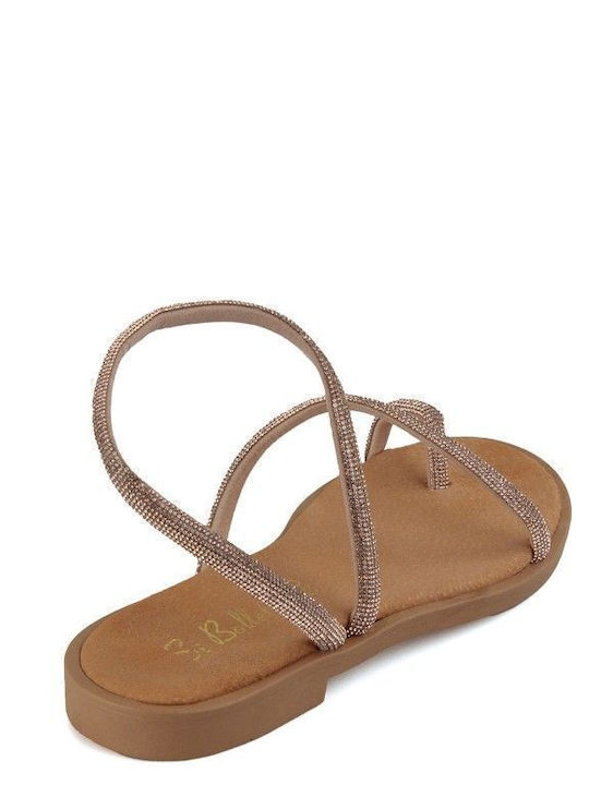 Flache Sandalen für Damen in Gold Farbe
