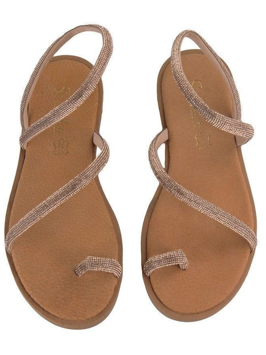 Flache Sandalen für Damen in Gold Farbe