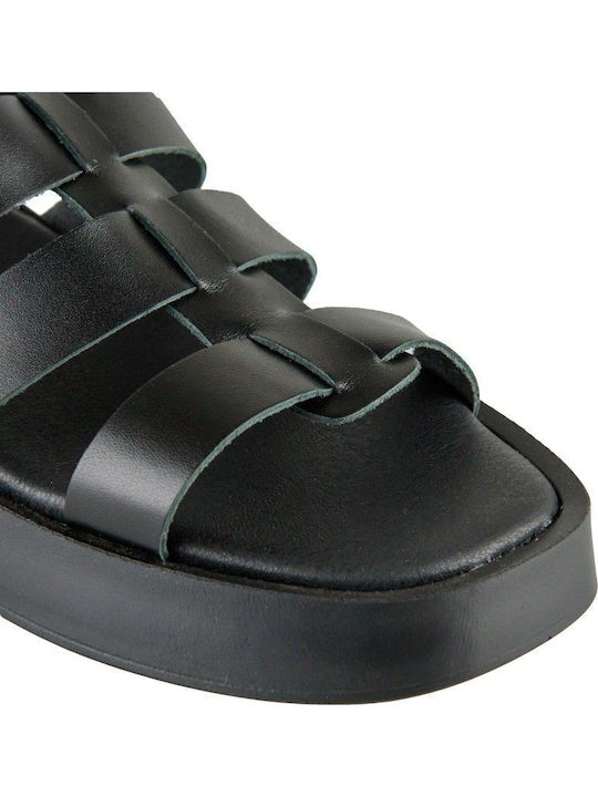 Дамски Кожени Сандали Flatforms Черни