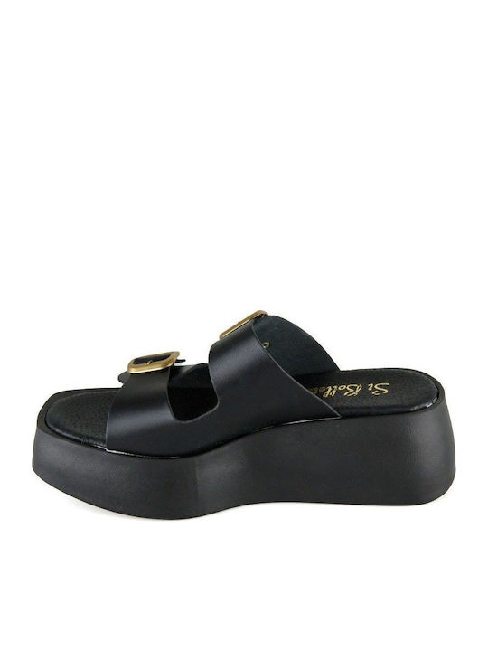 Women's Leather Platform Shoes Black