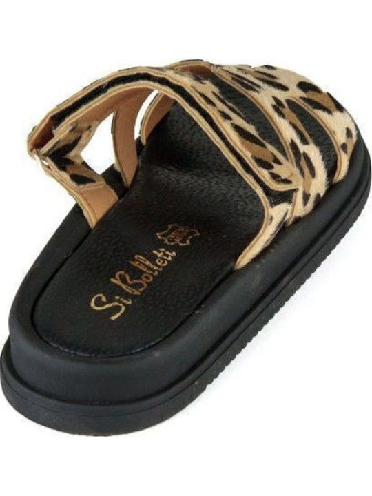 Δερμάτινα Γυναικεία Σανδάλια Flatforms Καφέ