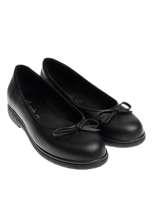 Shoegar Leather Ballerinas Black