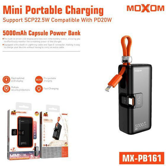 Moxom MX-PB161 Power Bank 5000mAh с USB-C порт Черен