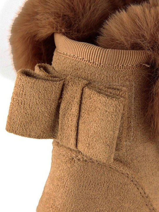 Suede Women's Ankle Boots with Fur Brown