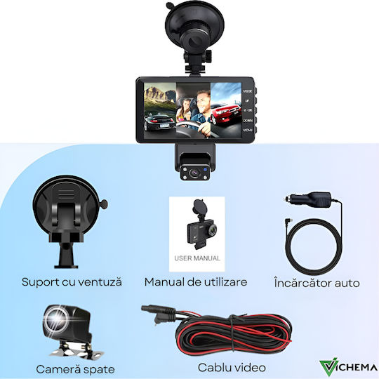 Set Camera DVR Auto 1080P cu Ecran 4" pentru Bord & Camera de Marsarier