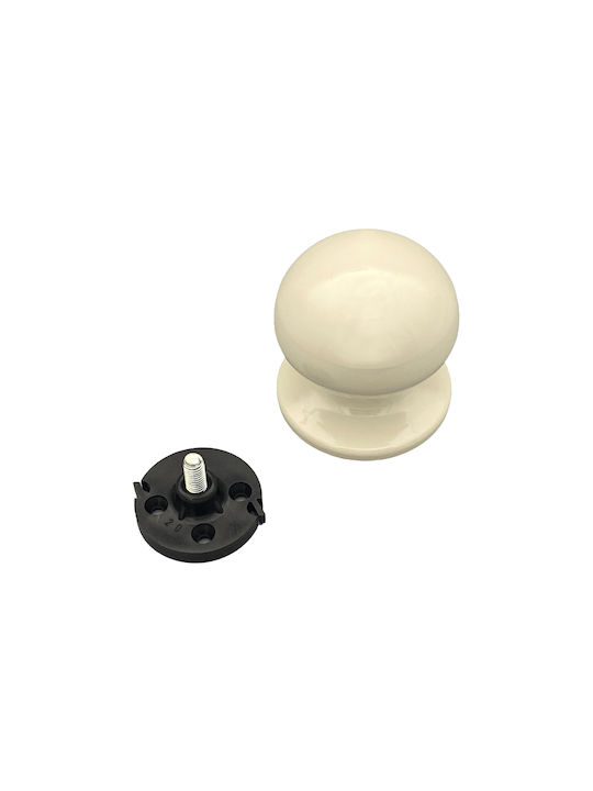 Saguatti Italy Fixed Centre Front Door Knob Ivory White Ø70