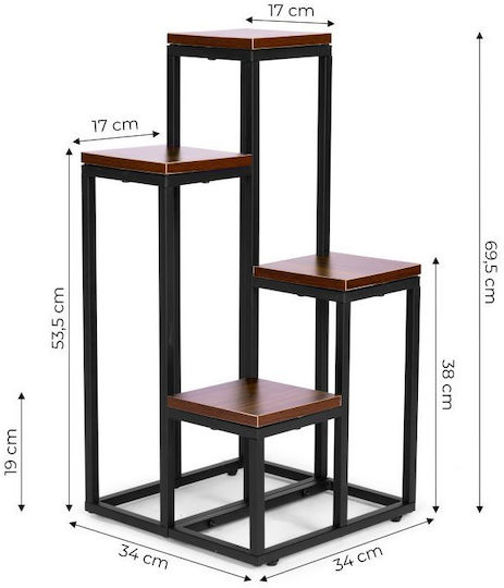 Modernhome Ραφιέρα Γλάστρας Μεταλλική 74x22 / 11x11εκ.