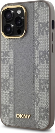 DKNY Leather Checkered Mono Pattern Magsafe Back Cover Plastic / Leather Beige (iPhone 14 Pro Max)