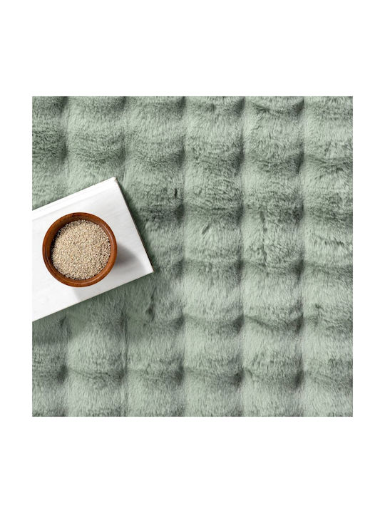 Saray Home Solid Design Rutschfest Teppich Rechteckig Pelzige Mint