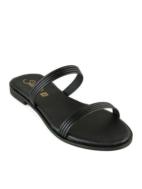 Sandale Casual Damă Negru din Piele Hand Made Flat