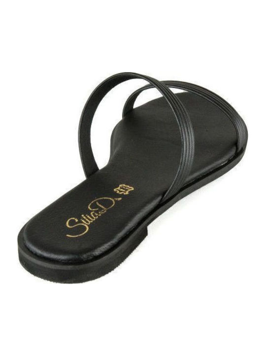 Sandale Casual Damă Negru din Piele Hand Made Flat