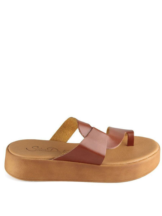 Camel Leather Handmade Flatform Sandal