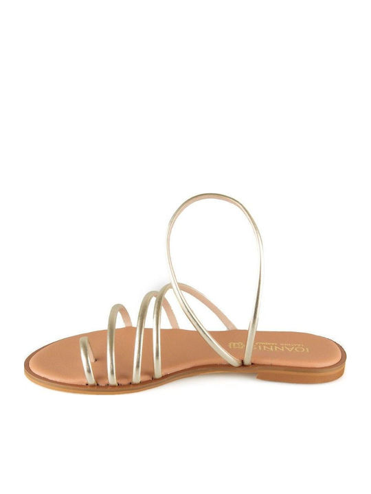 Gold Leather Handmade Flat Sandal