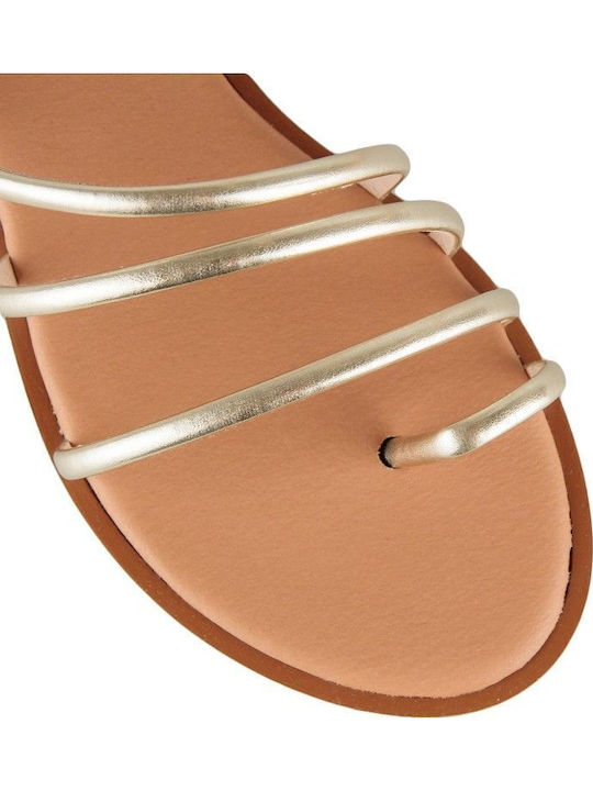 Gold Leather Handmade Flat Sandal
