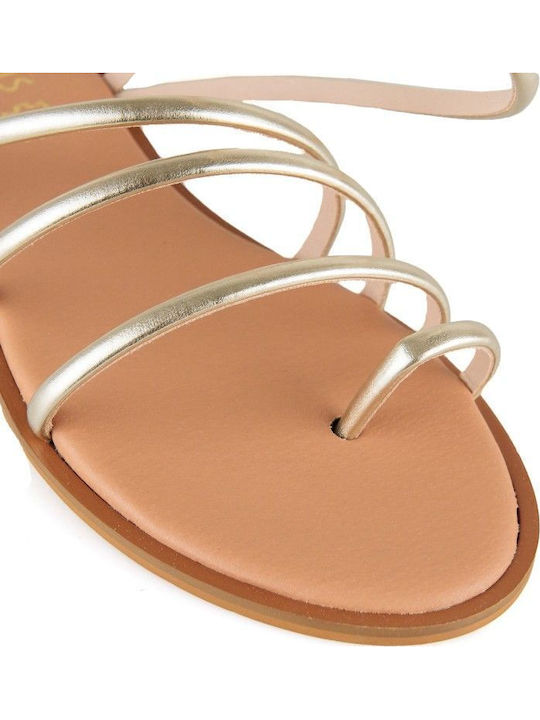 Gold Leather Handmade Flat Sandal