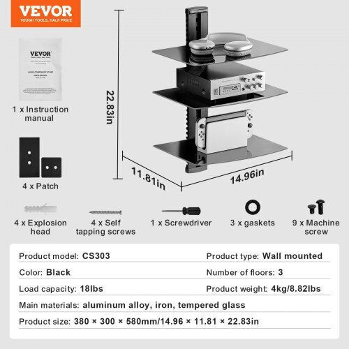 Vevor Έπιπλο Hi-Fi Μαύρο