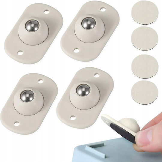 Set 4 Selbstklebende Möbelrollen Zola Universal Weiß 4,5x2,8x2 cm