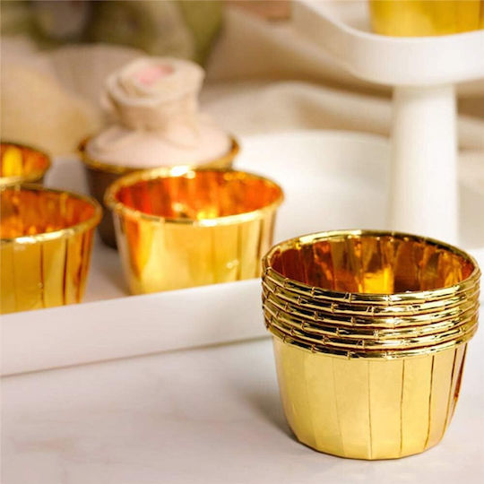 Set 50 forme de brioșe din aluminiu Zola 3,5 X 6 cm aurii