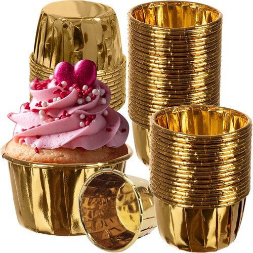 Set 50 forme de brioșe din aluminiu Zola 3,5 X 6 cm aurii