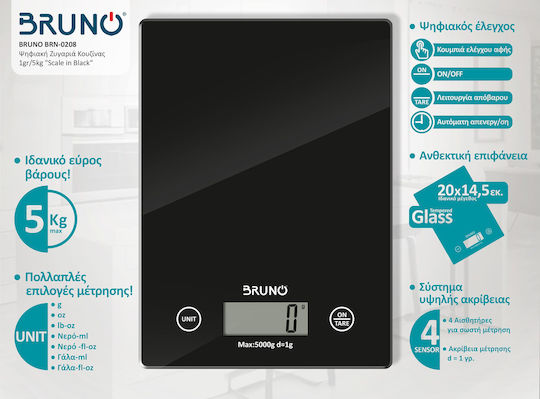 Bruno Digital Kitchen Scale up to 5kg Black