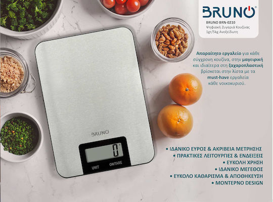 Bruno Ψηφιακή Ζυγαριά Κουζίνας έως 5kg Inox