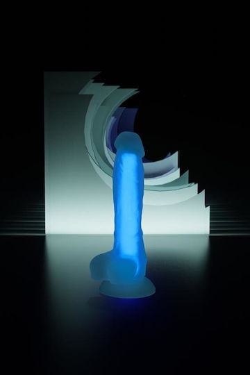 ToyFa Glass Dildo with Balls and Suction Cup Blue 16.5cm