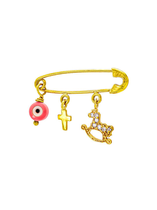 Kiriakos Gofas Child Safety Pin made of Gold 9K for Girl