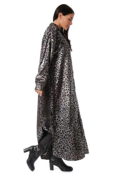 Maxi Abend Hemdkleid Silber